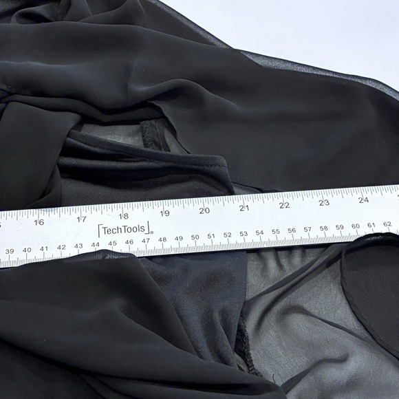 Coco Bianco Black Whimsigoth Fairy Sheer Flutter Sleeve Top Size M Office - Picture 6 of 8